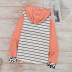 women new style striped stitching long-sleeved casual hooded ladies pullover  NSSI2392