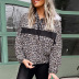 women autumn new long-sleeved leopard print color matching street style hooded pullover sweater  NSSI2394
