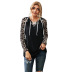 long-sleeved autumn stitching leopard print hooded rope pullover women s sweater NSSI2398