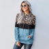 Jersey de cuello redondo con estampado de leopardo de costura de otoño de manga larga con capucha NSSI2399