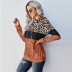 Jersey de cuello redondo con estampado de leopardo de costura de otoño de manga larga con capucha NSSI2399