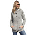  single-breasted button loose velvet hooded sweater coat  NSSI2400