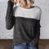 mujer invierno nueva costura cuello redondo suéter suelto NSSI2401