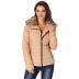 abrigo de algodón de manga larga con decoración de cuello de piel sintética delgado de talla grande para mujer NSSI2403