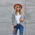 women s solid color loose knit cardigan mid-length jacket NSSI2410