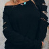 suéter de manga larga con cuello redondo de leopardo estilo callejero con agujeros de otoño para mujer NSSI2411