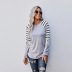 women new style striped stitching round neck pullover ladies sweater  NSSI2412