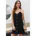 sling summer v-neck solid color sexy single-breasted loose mini dress for women NSSI2417