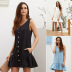 women s summer simple casual ruffled hem v-neck large size dress NSSI2421
