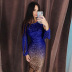 mini women s gradient color sequins fringed sleeves slim dress NSSI2422
