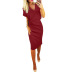 short sleeve women s elegant fashion hedging v-neck mid-length dress NSSI2425