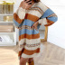  V-neck striped mid-length knitted sweater  NSSI2432