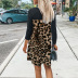 autumn sexy leopard pattern with pockets long sleeve round neck A-line dress  NSSI2446