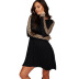 knitted autumn new sexy leopard pattern long-sleeved round neck A-line dress NSSI2447