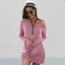 women s autumn and winter new solid color round neck long sleeve slim dress  NSSI2451