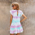 summer new tie-dye printing round neck sleeveless casual cake dress  NSSI2456