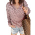 suéter de manga larga con cuello alto con cremallera otoño nuevo jersey con estampado de leopardo para mujer NSSI2467