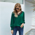  loose fashion lace stitching v-neck pullover ladies shirt NSSI2468
