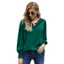  loose fashion lace stitching v-neck pullover ladies shirt NSSI2468