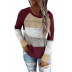 knitted long-sleeved loose fashion colorful striped round neck pullover ladies sweater  NSSI2473