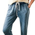 pantalones harén elásticos de cintura alta con cordón lavado nuevo estilo NSSI2476