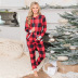 Christmas hooded women new lanyard pullover plaid loose two-piece suit sweater NSSI2478