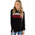 long-sleeved autumn loose pullover hooded thumb button v-neck ladies sweater NSSI2482