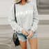  women s long-sleeved autumn loose pullover round neck letter pattern sweater NSSI2486