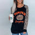 Cuello redondo Halloween otoño e invierno nueva camiseta de mujer con costura de leopardo NSSI2491