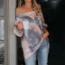 long spring and autumn casual tie-dye printing one-piece collar women s sweater  NSSI2492