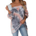 long spring and autumn casual tie-dye printing one-piece collar women s sweater  NSSI2492