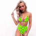 bikini caliente traje de baño de leopardo para mujer venta caliente bikini de cintura alta nuevo traje de baño verde fluorescente NSDA2540