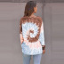 long spring and autumn casual irregular tie-dye printing round neck ladies top sweater NSSI2543