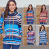 Nuevo otoño e invierno jersey de mujer de media longitud con bolsillo a rayas multicolor suéter de manga larga para mujer NSSI2558