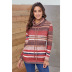 New autumn and winter women s mid-length pullover multicolor striped pocket long-sleeved ladies sweater NSSI2558