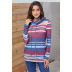 Nuevo otoño e invierno jersey de mujer de media longitud con bolsillo a rayas multicolor suéter de manga larga para mujer NSSI2558