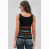 knitted sleeveless women new loose U-neck colorful stripe small vest NSSI2564