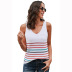 knitted sleeveless women new loose U-neck colorful stripe small vest NSSI2564