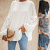  long-sleeved T-shirt solid color round hollow stitching loose top NSSI2565