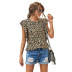 camouflage summer new casual round neck ruffled pleated pullover women s t-shirt NSSI2566