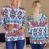 autumn printed long-sleeved hooded casual loose sweater  NSKX7777