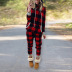 women s plaid printed long-sleeved hooded casual sweater  NSKX7784