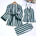  striped sexy silk pajamas three-piece set NSMR7787