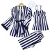  striped sexy silk pajamas three-piece set NSMR7787