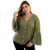 camisa de suéter de color sólido de talla grande para mujer NSQH7820