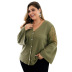 camisa de suéter de color sólido de talla grande para mujer NSQH7820