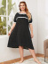 large size polka dot lace stitching dress NSCX8144
