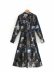 Lapel Long Sleeve Lace Waist Printed Shirt Dress  NSAM8248