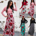 stitching color printing long-sleeved casual dress  NSDY8266