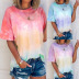 new women s loose round neck tie-dye printing T-shirt top NSKX8446